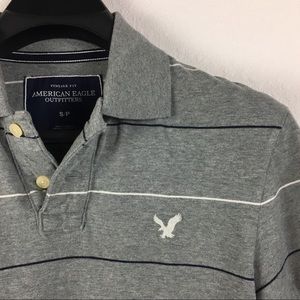 American Eagle Outfitters Gray striped polo S